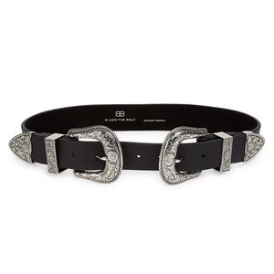 B-Low The Belt Bri Bri Leather Waist Belt / Black Silver / Size Small